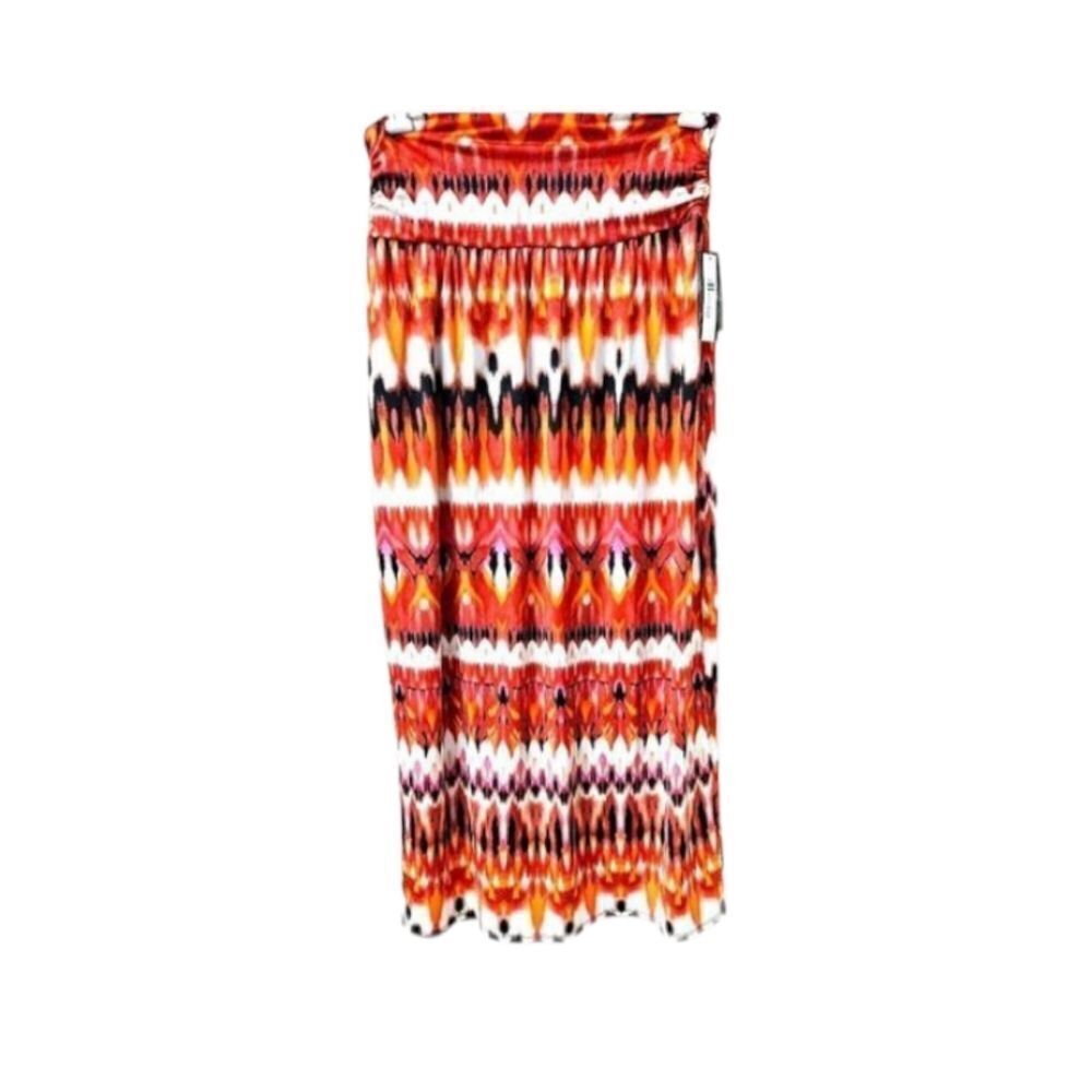 NWT AB STUDIO Women's Plus Size Multi- Color Abstract A-Line Maxi Skirt